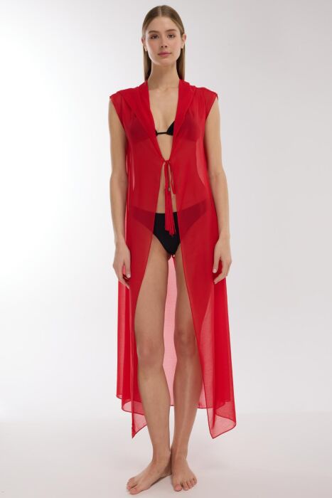 Ayyıldız 3861 Kırmızı Plaj Elbisesi - AYYILDIZ