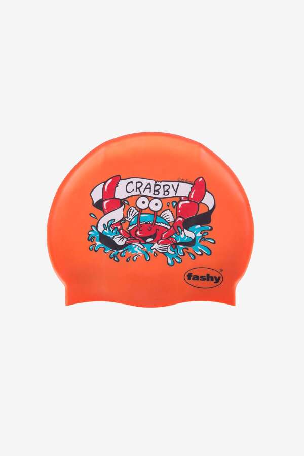 3047 Turuncu Desenli Çocuk Havuz Bonesi - 1