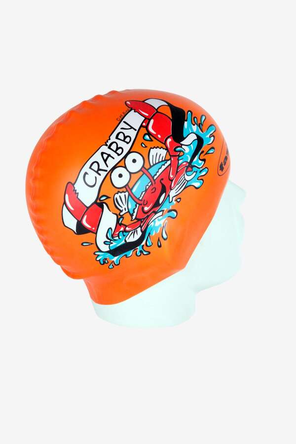 3047 Turuncu Desenli Çocuk Havuz Bonesi - 2