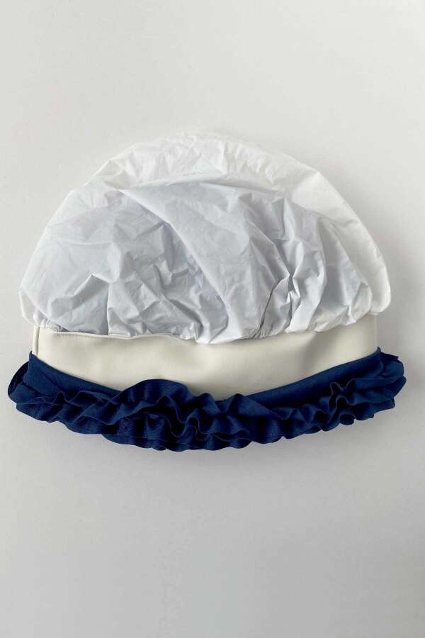 3449 Lacivert Fırfırlı Havuz Bonesi - 4