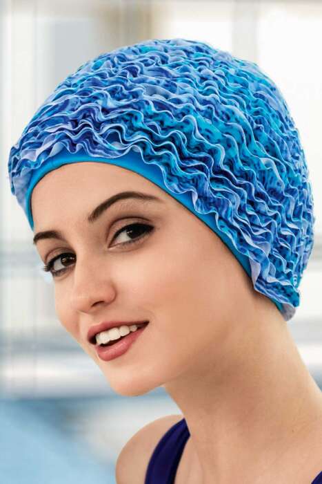 3449 Mavi Fırfırlı Havuz Bonesi - 1