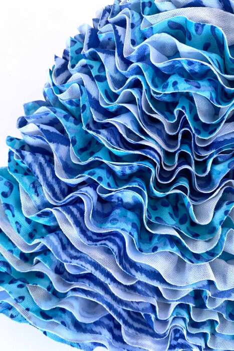 3449 Mavi Fırfırlı Havuz Bonesi - 3