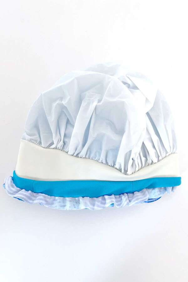 3449 Mavi Fırfırlı Havuz Bonesi - 4