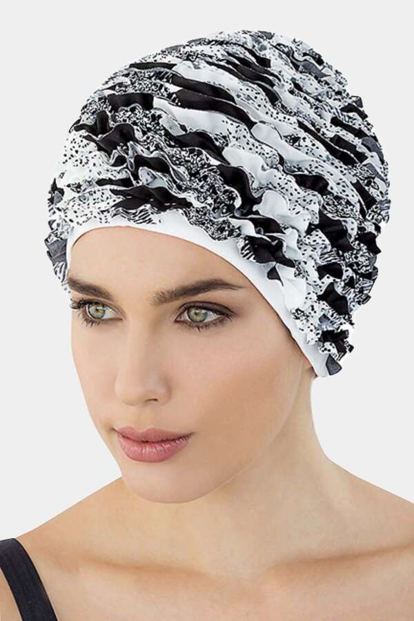 3449 Siyah Fırfırlı Havuz Bonesi - 1