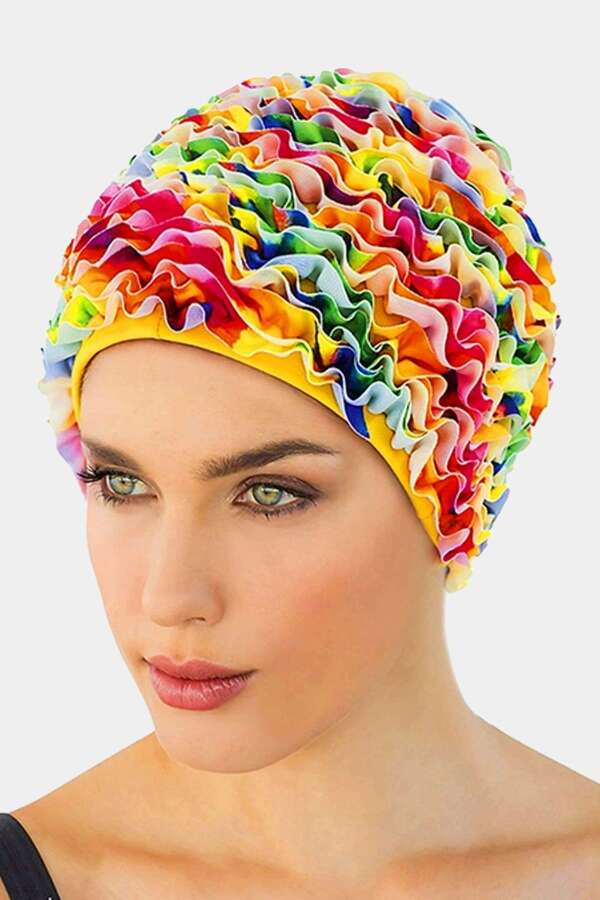 3449 Kırmızı Fırfırlı Havuz Bonesi - 1