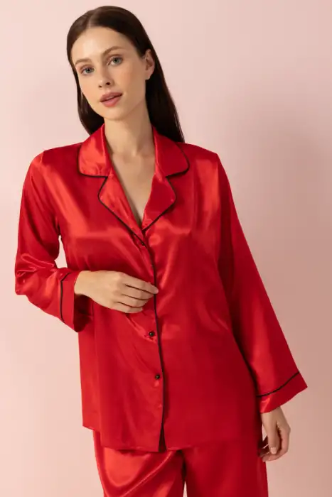 Ayyıldız 3926 Kırmızı Saten Pijama Takımı - AYYILDIZ (1)
