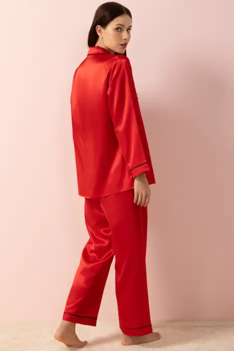 Ayyıldız 3926 Kırmızı Saten Pijama Takımı - 4
