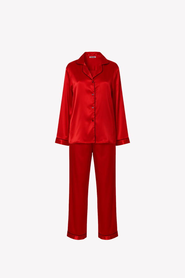 Ayyıldız 3926 Kırmızı Saten Pijama Takımı - 4