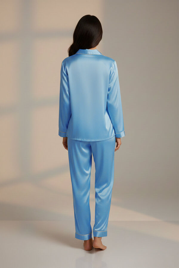 Ayyıldız 3926 Mavi Saten Pijama Takımı - 2