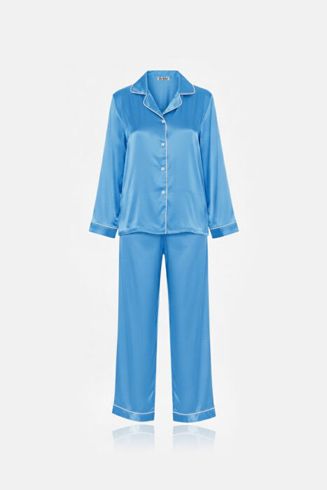 Ayyıldız 3926 Mavi Saten Pijama Takımı - 3