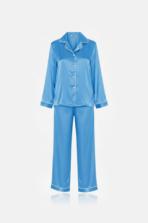 Ayyıldız 3926 Mavi Saten Pijama Takımı - 3