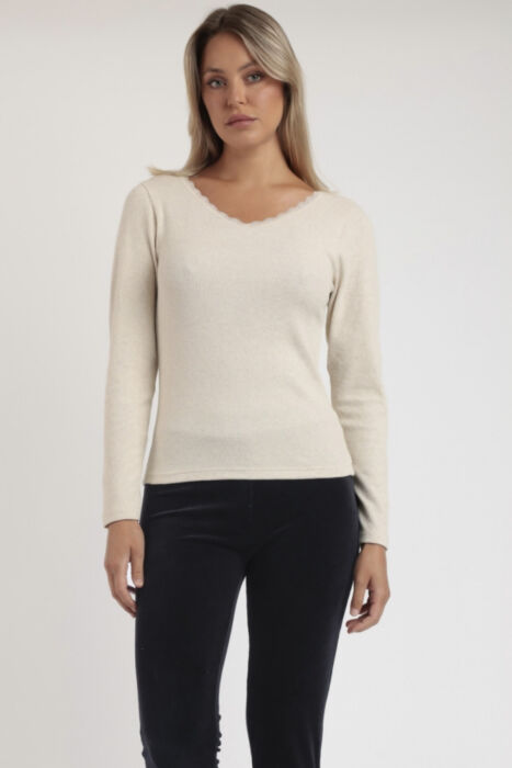 43562 Ribana Bej Uzun Kollu T-shirt - 3