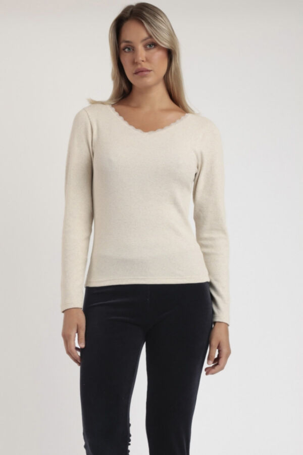 43562 Ribana Bej Uzun Kollu T-shirt - 3