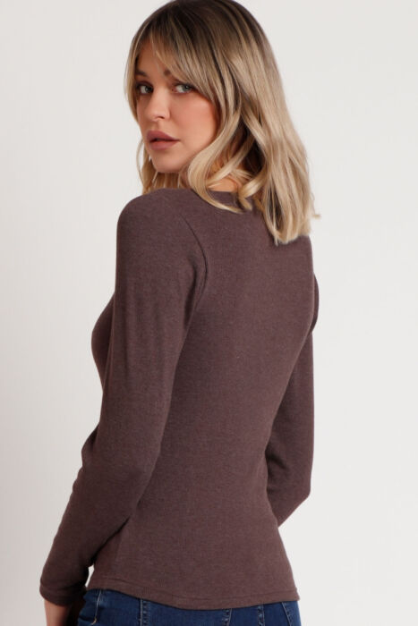 43562 Ribana Kahverengi Uzun Kollu T-shirt - 3