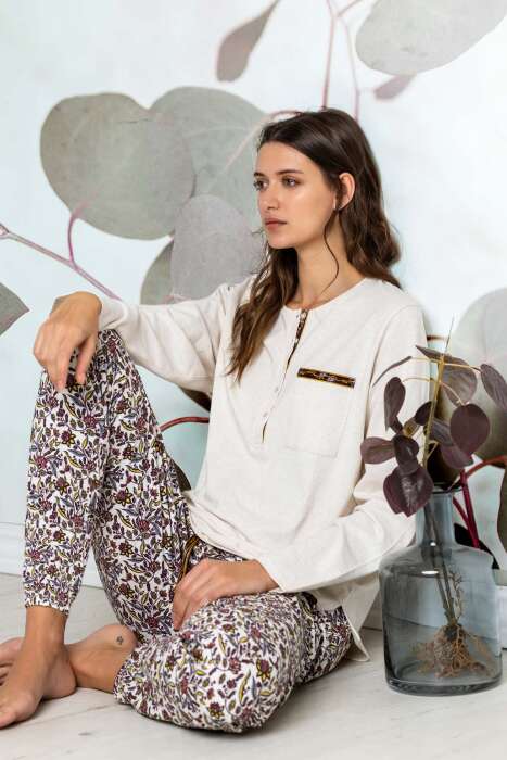 56154 Bej Pijama Takımı - 1