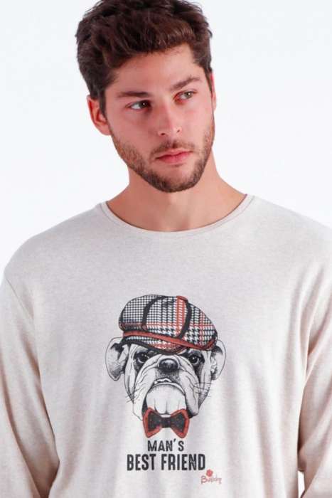 60301 Erkek Krem Pijama Takımı - 3