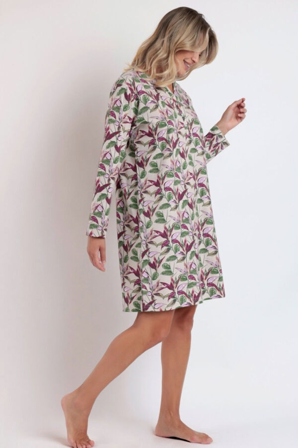 61303 Pembe Desenli Gecelik - 1