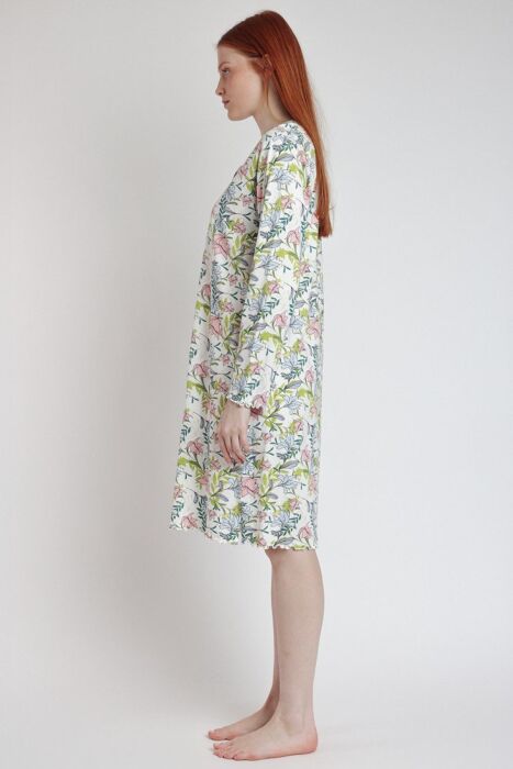 61412 Pembe Çiçek Desenli Gecelik - 2