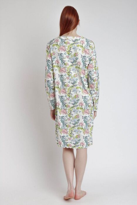 61412 Pembe Çiçek Desenli Gecelik - 4