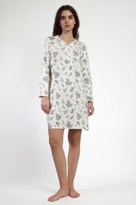 61413 Gri Desenli Gecelik - 1