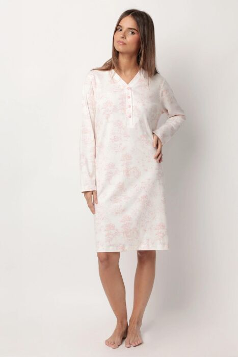 61418 Pembe Desenli Gecelik - 1