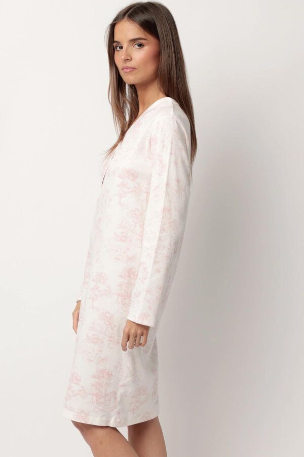 61418 Pembe Desenli Gecelik - 2