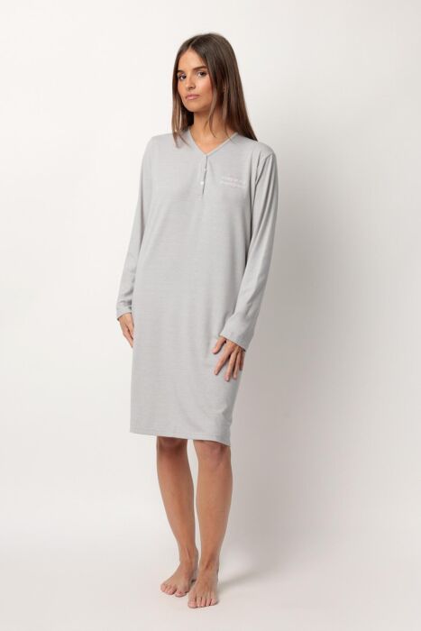 61436 Gri Çizgili Gecelik - 1