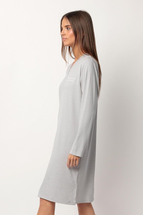 61436 Gri Çizgili Gecelik - 3