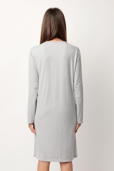 61436 Gri Çizgili Gecelik - 4