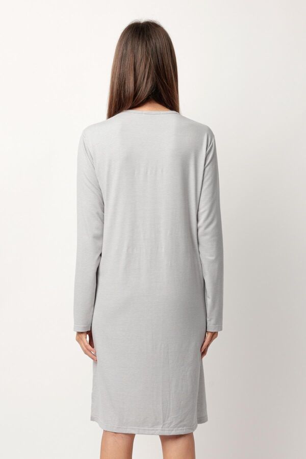 61436 Gri Çizgili Gecelik - 4