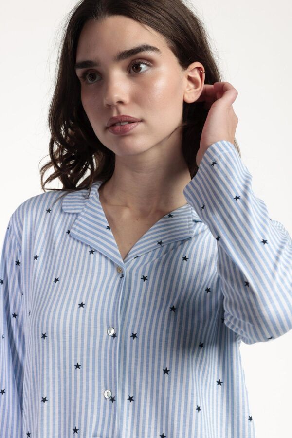 61443 Mavi Yıldızlı Gecelik - 2