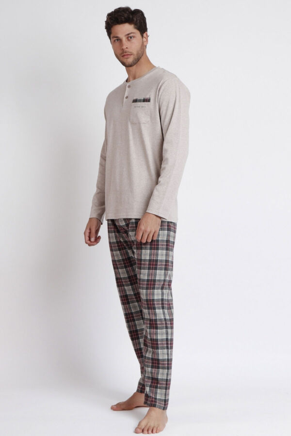 62189 Erkek Bej Pijama Takımı - 2