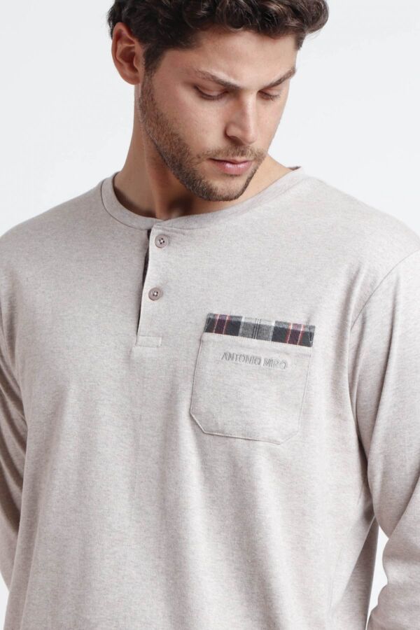 62189 Erkek Bej Pijama Takımı - 3