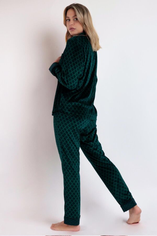 62555 Yeşil Kadife Pijama Takımı - 3