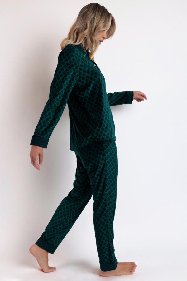 62555 Yeşil Kadife Pijama Takımı - 4