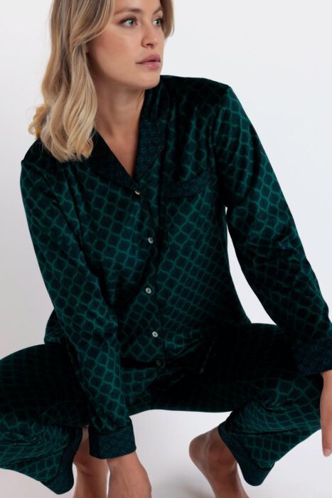 62555 Yeşil Kadife Pijama Takımı - 2