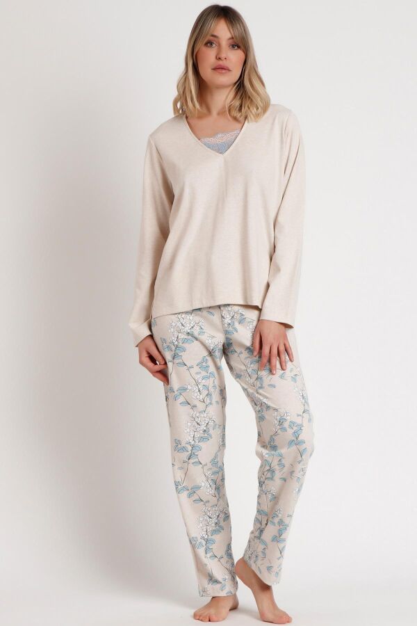 62619 Bej Pijama Takımı - 1