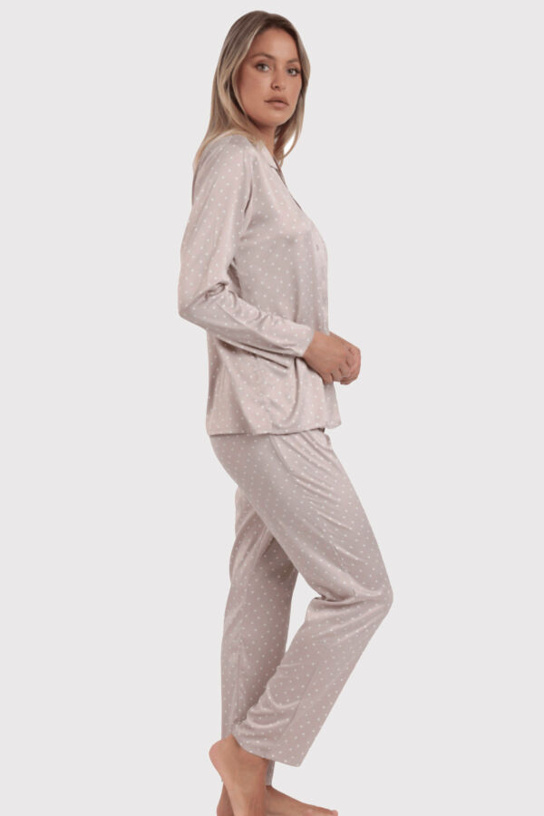 62649 Pudra Saten Pjama Takımı - 2