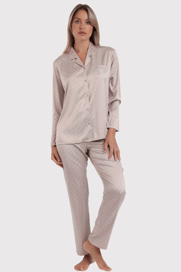 62649 Pudra Saten Pjama Takımı - 3