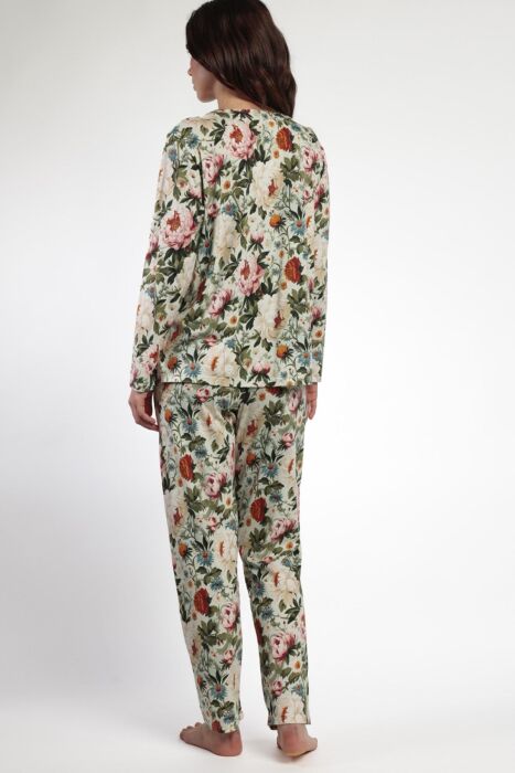 63598 Yeşil Çiçek Desenli Pijama Takımı - 4