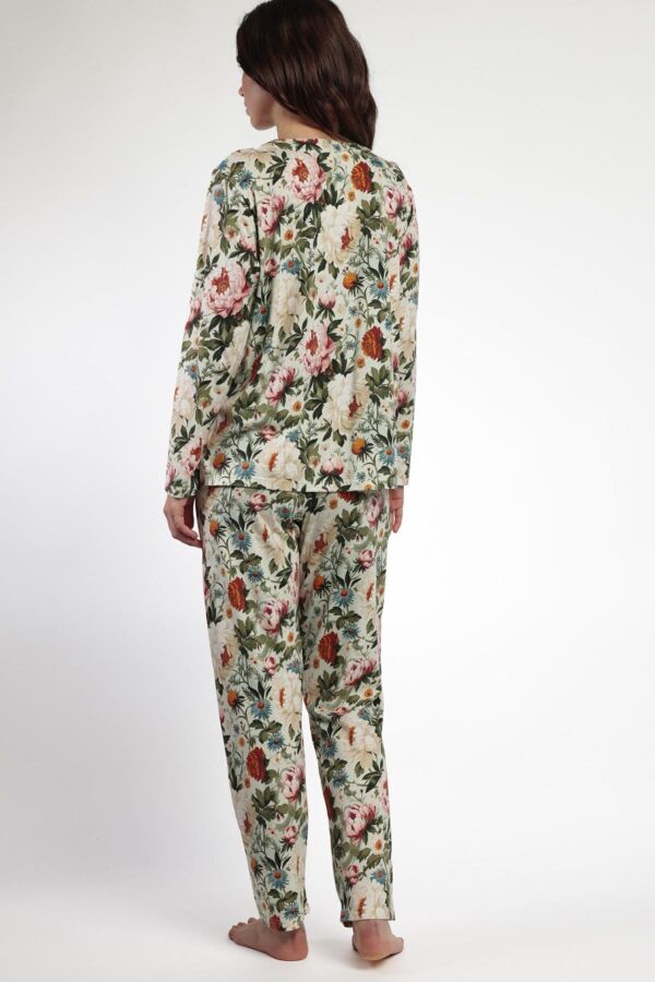 63598 Yeşil Çiçek Desenli Pijama Takımı - 4