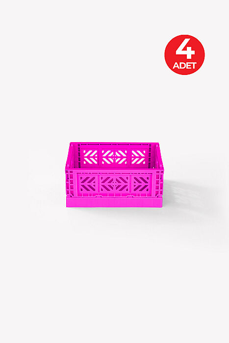 Aykasa 15117 Micro Box Neon Pink Katlanabilir Kasa 4'lü Paket - 1