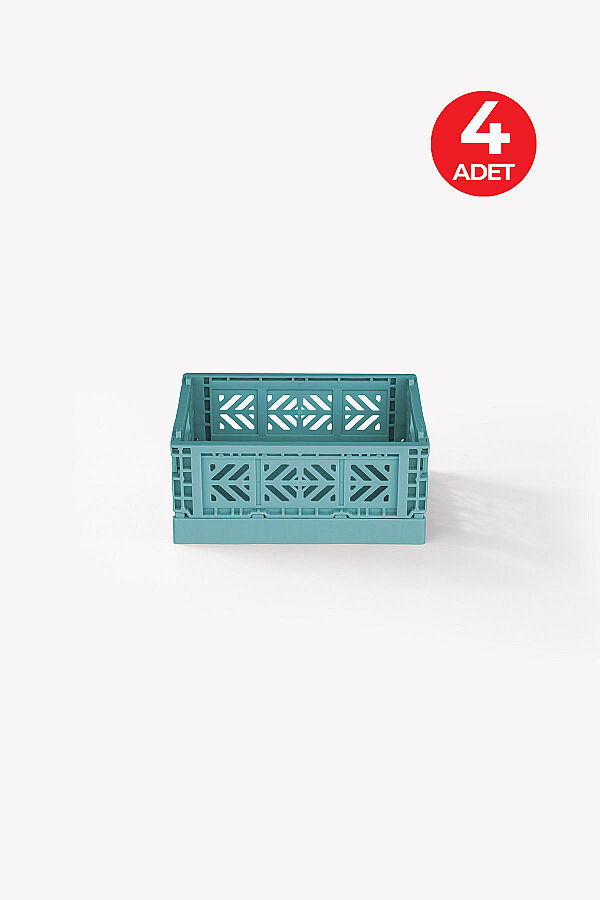 Aykasa 15117 Micro Box Teal Katlanabilir Kasa 4'lü Paket - 1