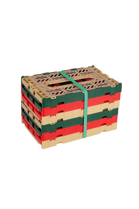 Aykasa 261710 Minibox Altılı Kırmızı-Yeşil-Gold Katlanabilir Kasa - 1