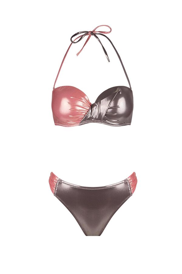 Ayyıdız 4646 Parlak Pudra Straplez Bikini Takımı - 5