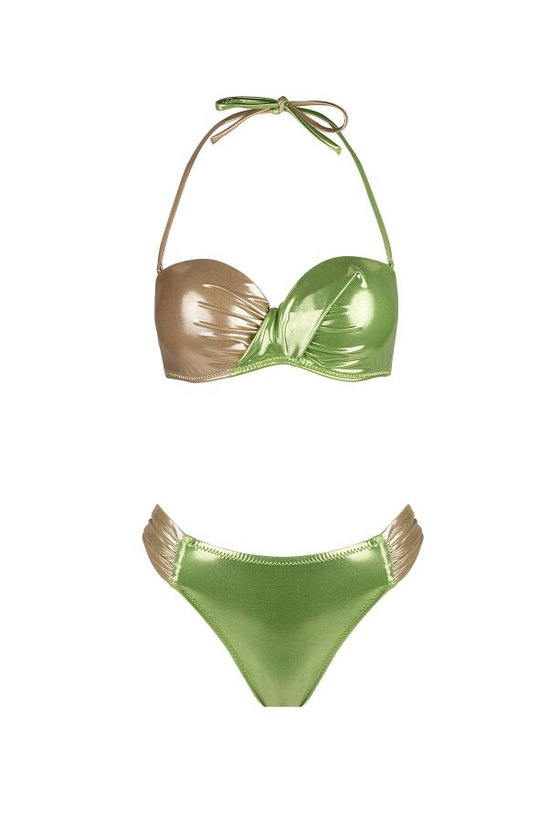 Ayyıdız 4646 Parlak Yeşil Straplez Bikini Takımı - 5