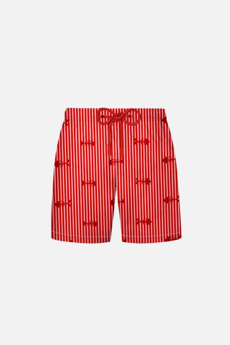 Ayyıldız 106 Kırmızı Çizgili Erkek Çocuk Deniz Şortu - 1