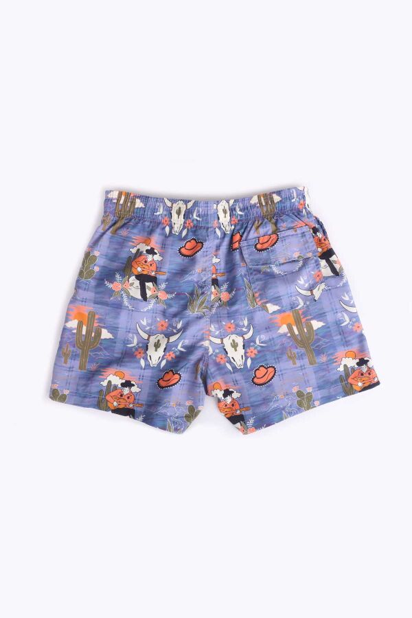 Ayyıldız 106 Mavi Turuncu Desenli Erkek Çocuk Deniz Şortu - 2