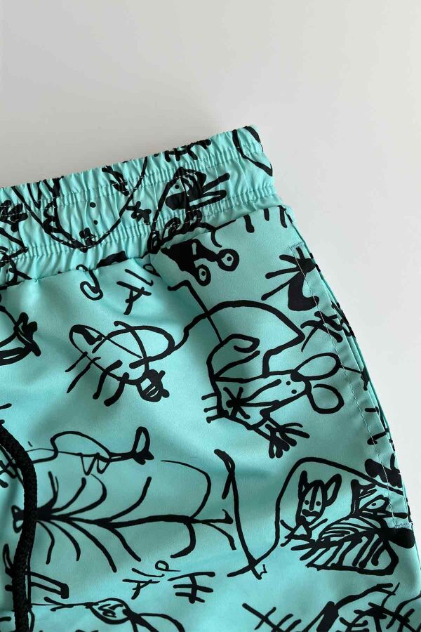 Ayyıldız 106 Su Yeşili Desenli Erkek Çocuk Deniz Şortu - 2