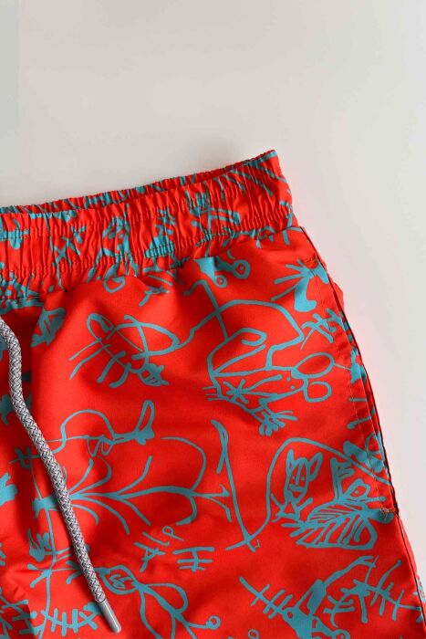 Ayyıldız 106 Turuncu Mavi Desenli Erkek Çocuk Deniz Şortu - AYYILDIZ (1)